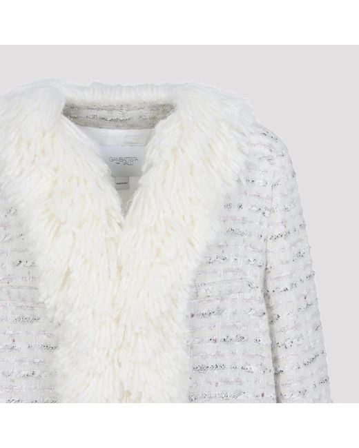 Giambattista Valli White Fur-Trim Coat