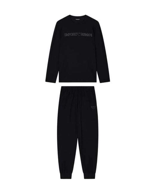 Emporio Armani Black Logo-Detail Pyjama Set for men
