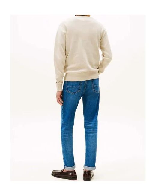 Tommy Hilfiger White Logo-Detail Knitted Cotton Sweater for men