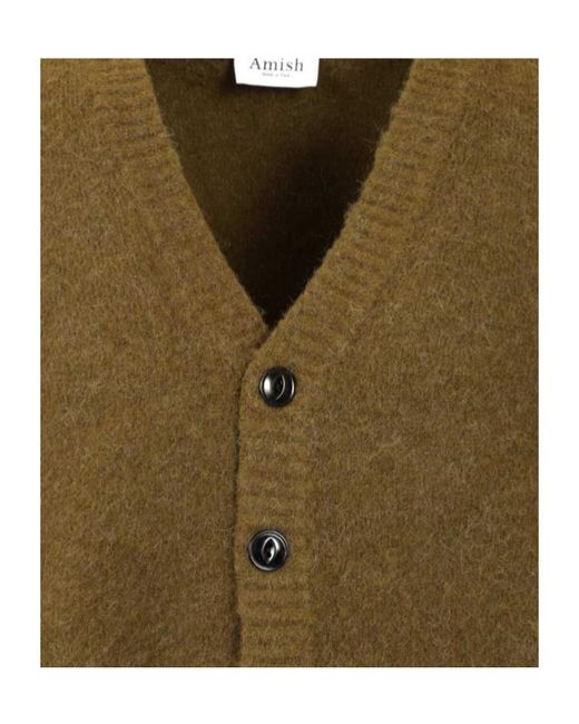 AMISH Green Oversized V-Neck Cardigan for men
