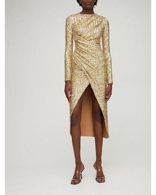 Michael Kors Natural Sequined Pendant Mid-Length Dress