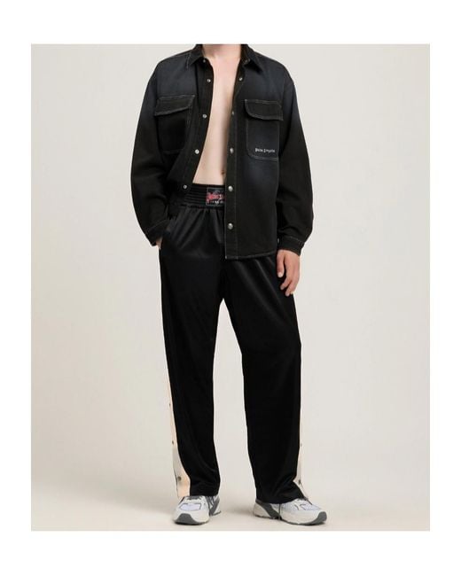 Palm Angels Black Classic Logo Loose Denim Shirt for men