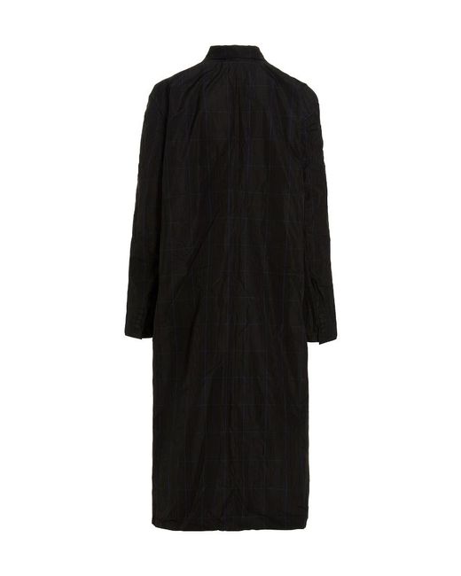 Balenciaga Black Checked Single-Breasted Coat for men
