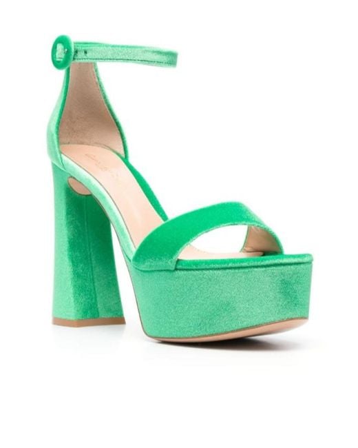 Gianvito Rossi Green Holly 125Mm Chenille Sandals