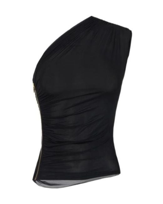 Elisabetta Franchi Black One-Shoulder Top