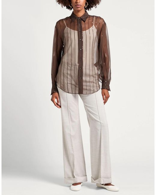 Brunello Cucinelli Brown Solid Long-Sleeve Shirt