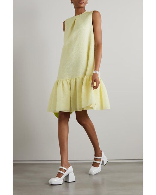 Erdem Yellow Maple Pleated Mini Dress