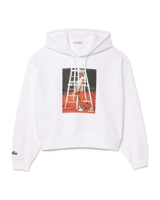 Lacoste White Simple Versatile Sweatshirt