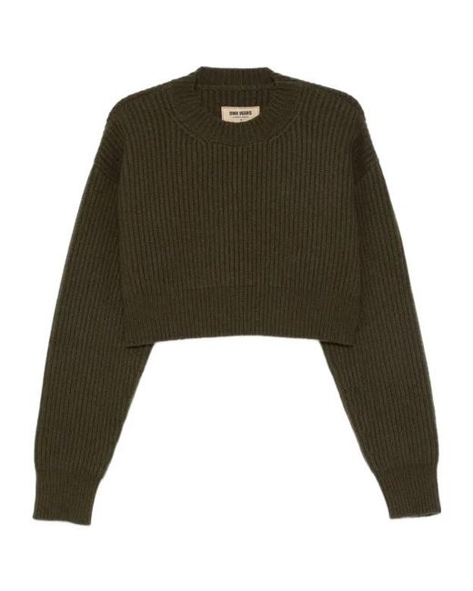 Uma Wang Green Ribbed Cropped Knit Sweater
