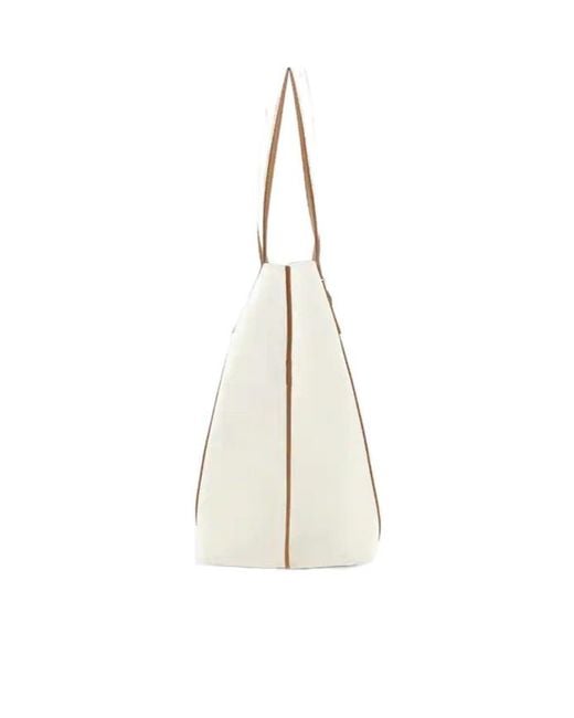 Hogan White Hanging Accent Script Top Handle Bag