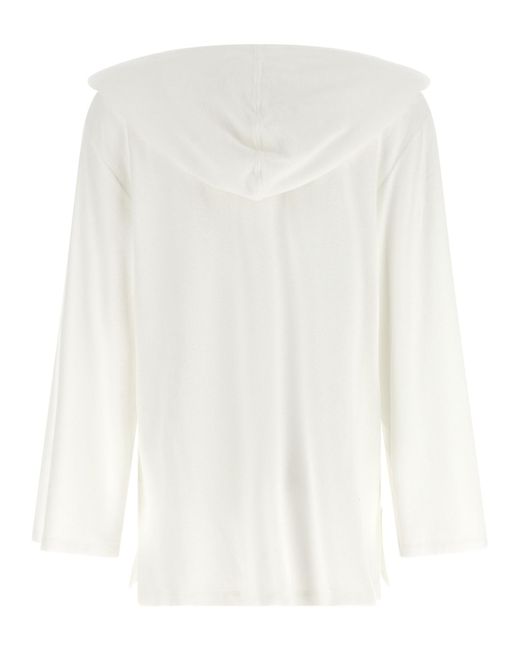 Polo Ralph Lauren White Embroidered-Logo V-Neck Hoodie