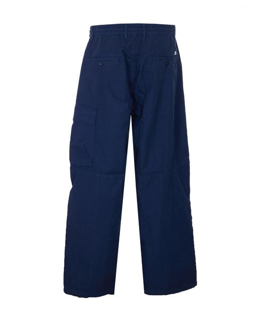 C P Company Blue Lens-Detailed Straight Leg Trousers for men