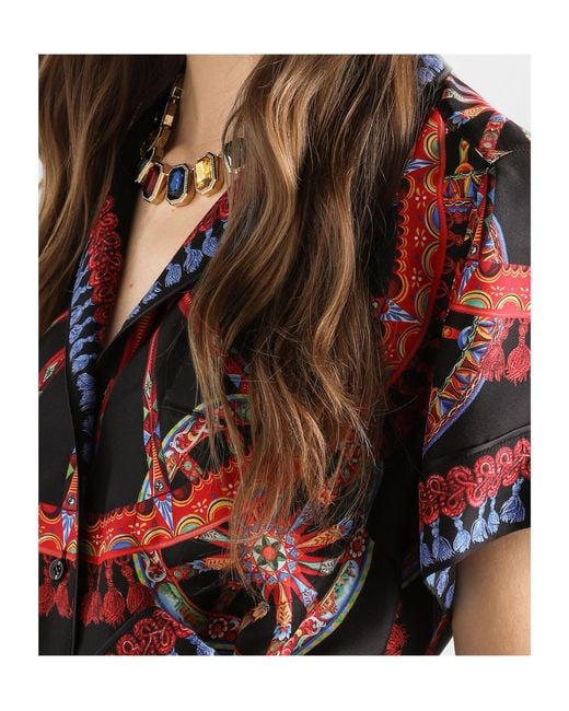 Dolce & Gabbana Red Belted Printed Shirt