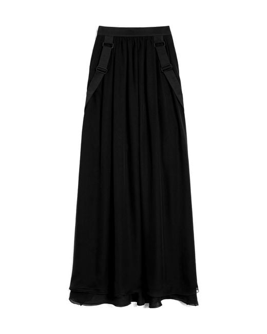 Max Mara Black Buckle Detailed Maxi Skirt