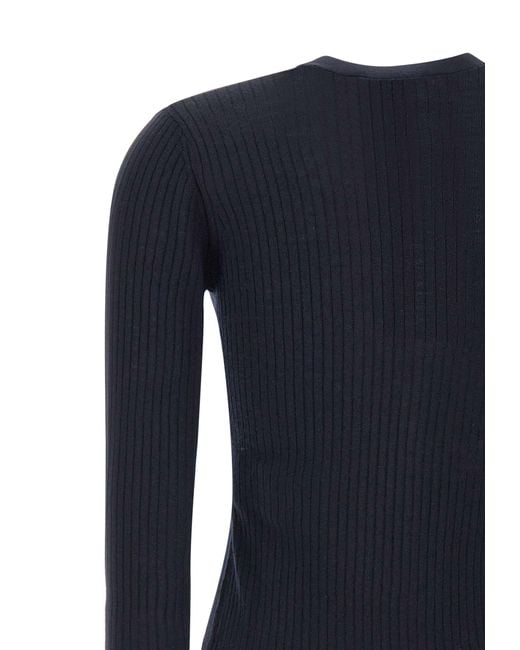 Max Mara Blue Studio Potus Button-Up V-Neck Cardigan