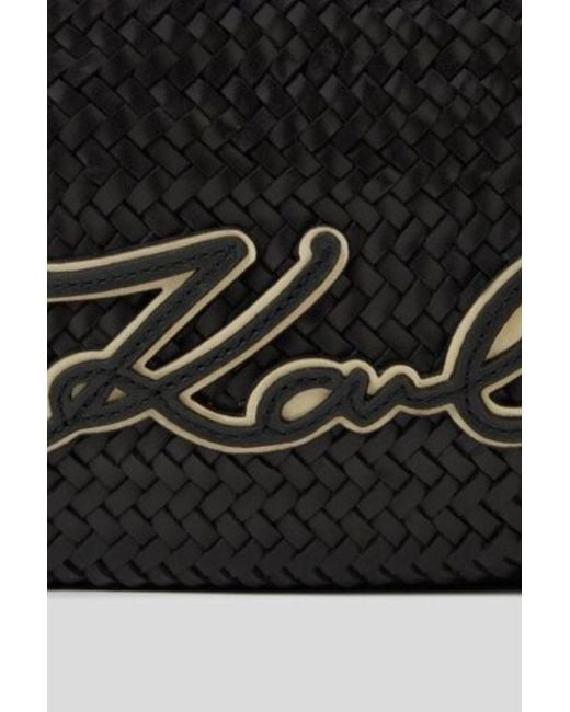 Karl Lagerfeld Black Logo Woven Tote Bag