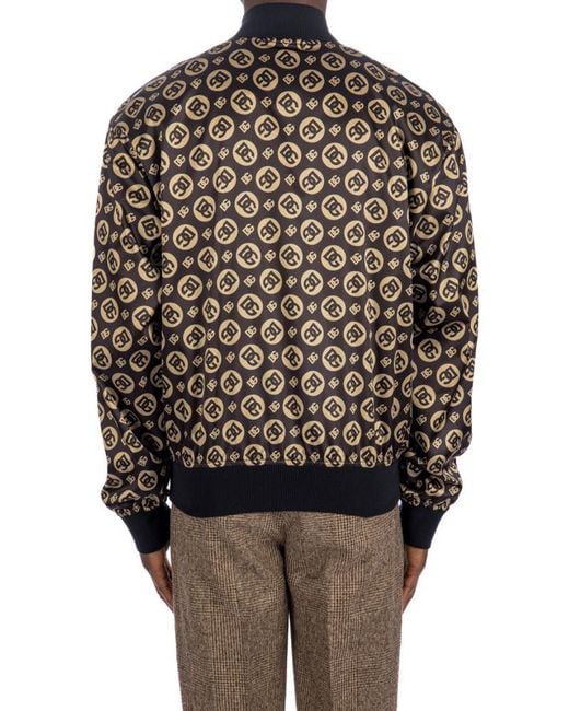Dolce & Gabbana Multicolor Logo Printed Zipped Bomber Jacket for men