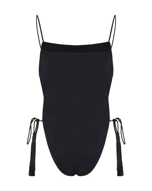 Alaïa Black Tassel-Tie Swimsuit