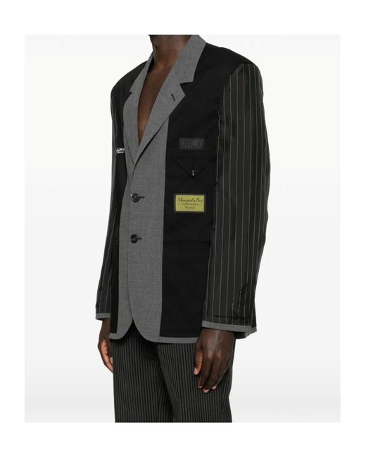 MM6 by Maison Margiela Black Pinstripe Panelled Blazer for men