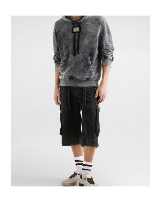 Dolce & Gabbana Gray Logo-Patch Hoodie for men