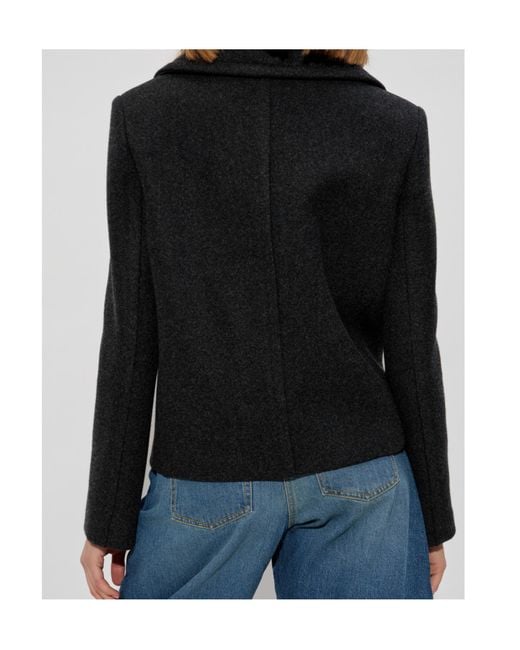 Alaïa Black Alaïa Double-Breasted Straight Fit Pea Coat
