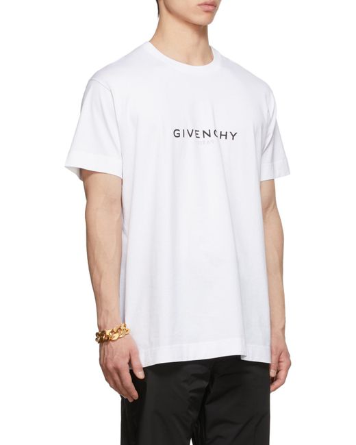 Givenchy White Logo Printed Round Neck Oversized T-Shirt for men