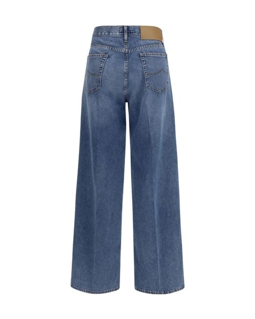 Jacob Cohen Blue Wide-Leg Five-Pocket Jeans