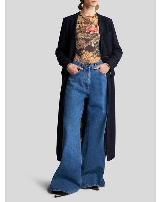 Etro Blue Stretch Baggy-Fit Jeans