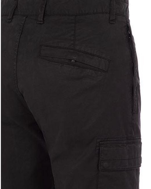 Stone Island Black Mid-Rise Tapered Trousers for men