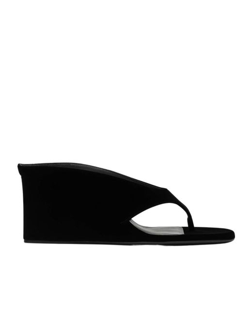 Alaïa Black Alaïa Cube Thong Velvet Mules