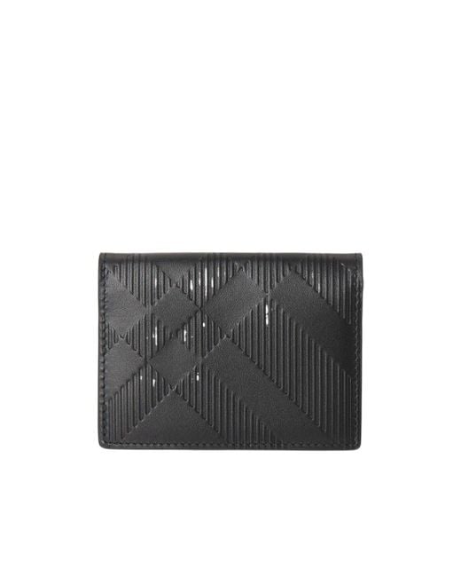 Burberry Black Check Pattern Bi-Fold Wallet for men