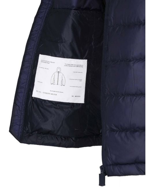 Aspesi Blue Hooded Quilted Down Jacket for men