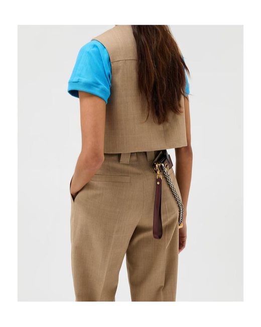 Versace Natural Buttoned Utility Vest Top