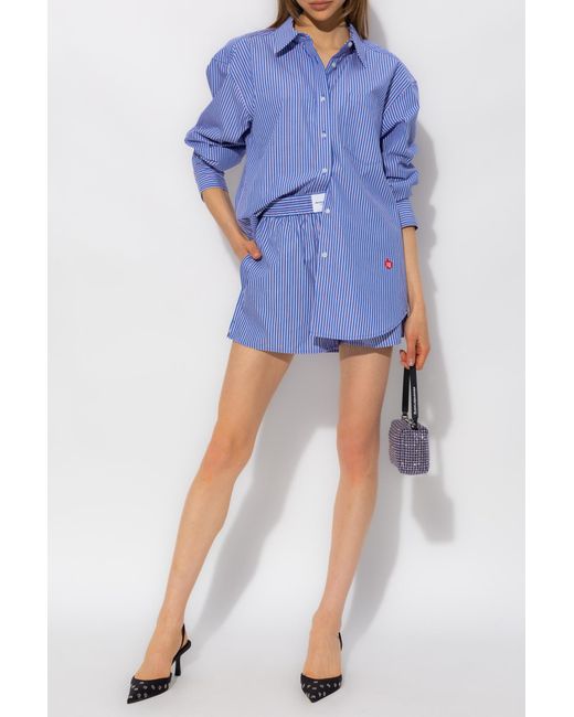 T By Alexander Wang Blue Alexander Wang Striped Bermuda Shorts