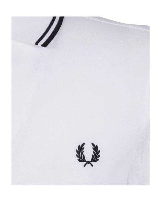 Fred Perry White Tipped Logo Polo Shirt for men