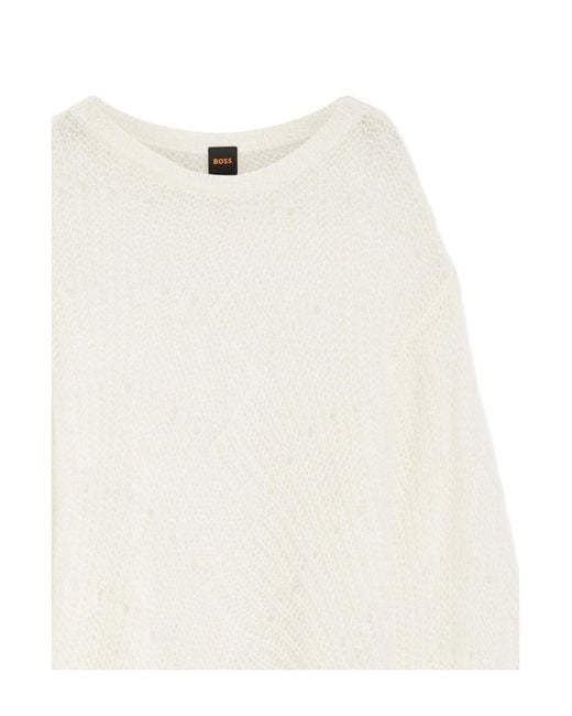 Boss White C_Ferignon Balloon-Sleeve Sweater