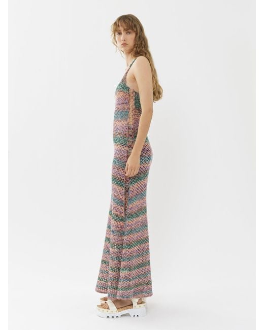Chloé Gray Chloé Striped Sleeveless Knit Dress