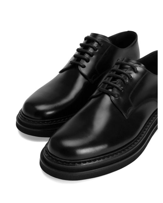 Dolce & Gabbana Black Round Toe Lace-Up Derby Shoes for men