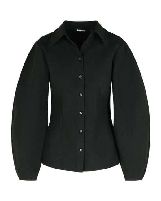 ROTATE BIRGER CHRISTENSEN Black Balloon-Sleeve Shirt