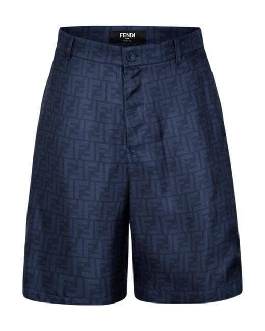 Fendi Blue Silk Shorts for men