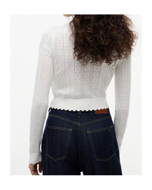 Tommy Hilfiger White Slim Pointelle Flag Cardigan