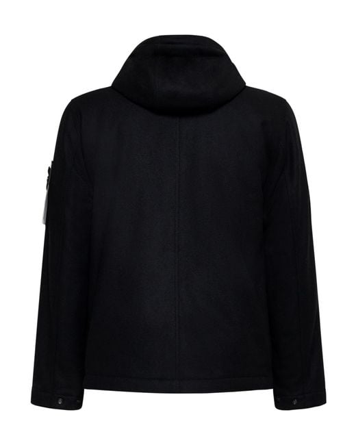 Stone Island Black Compass Patch Hooded Jacket for men