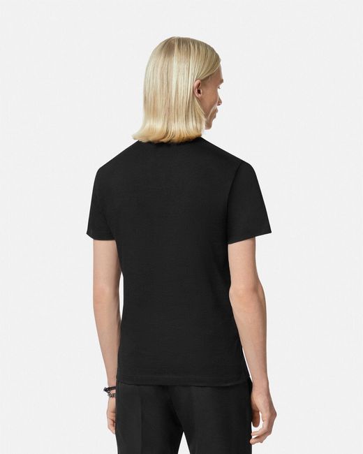 Versace Black Cartouche-Embellished Cotton T-Shirt for men