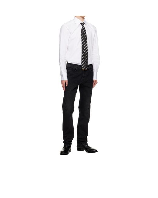 Tom Ford Black Alternate Weave Regimental Pointed Tie for men