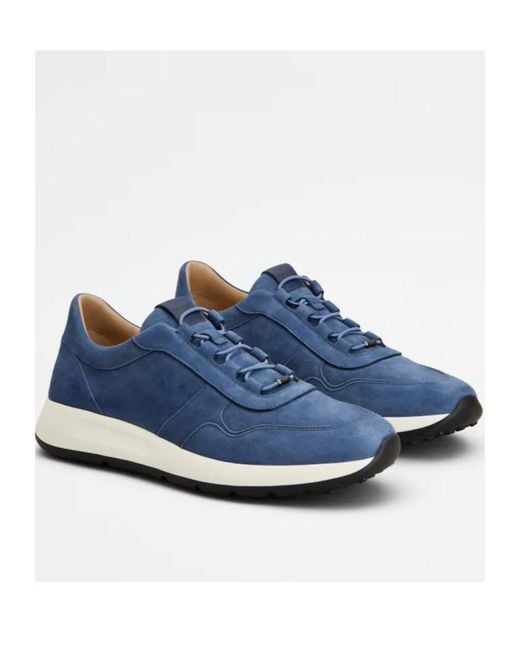 Tod's Blue Dot Suede Lace-Up Sneakers for men