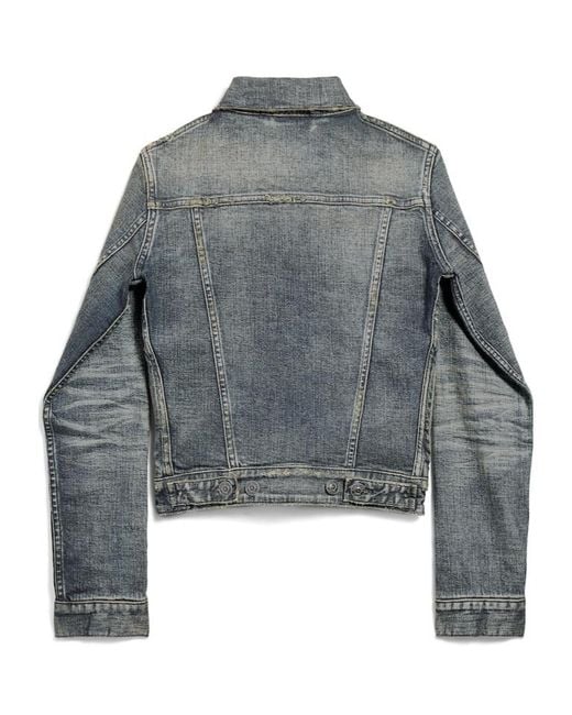 Balenciaga Gray Ruched Denim Jacket