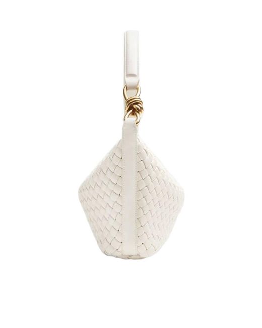 Bottega Veneta White Small Woven Shoulder Bag