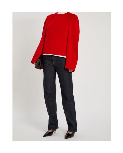 Totême Red Cape-Effect Cashmere Jumper