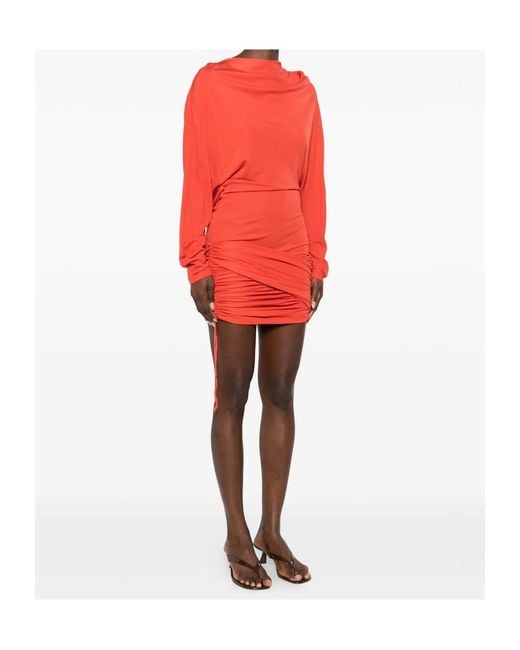 Christopher Esber Red Luna Draped Jersey Mini Dress