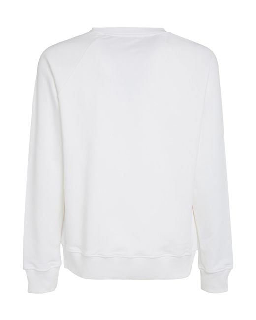 Balmain White Logo Printed Crewneck Sweatshirt for men